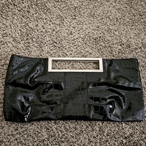 Gianini black patent leather clutch handbag